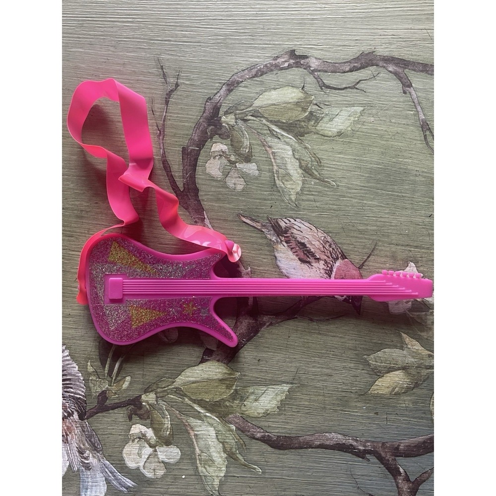 Barbie & The Rockers 1986 Original Pink Glitter Guitar With Strap